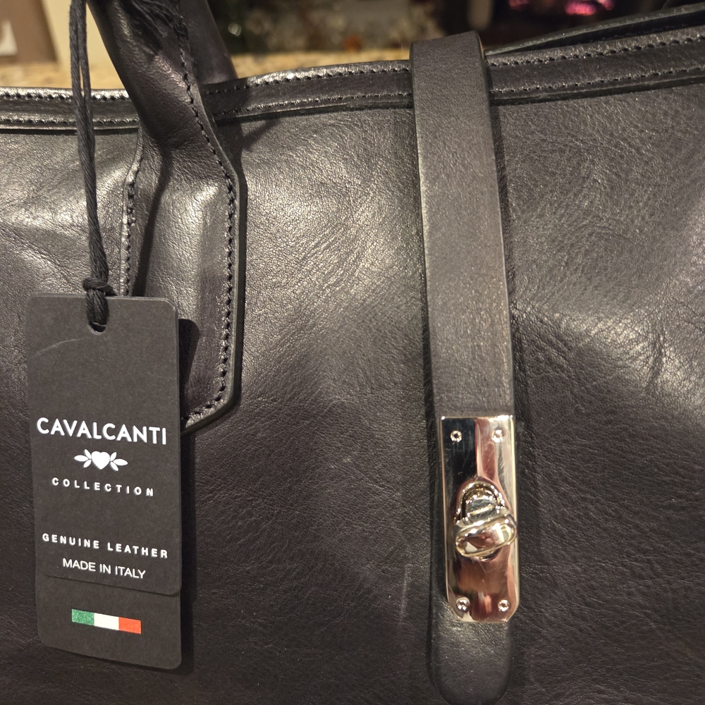 Cavalcanti Black Leather Tote Bag NWT - Picture 3 of 4